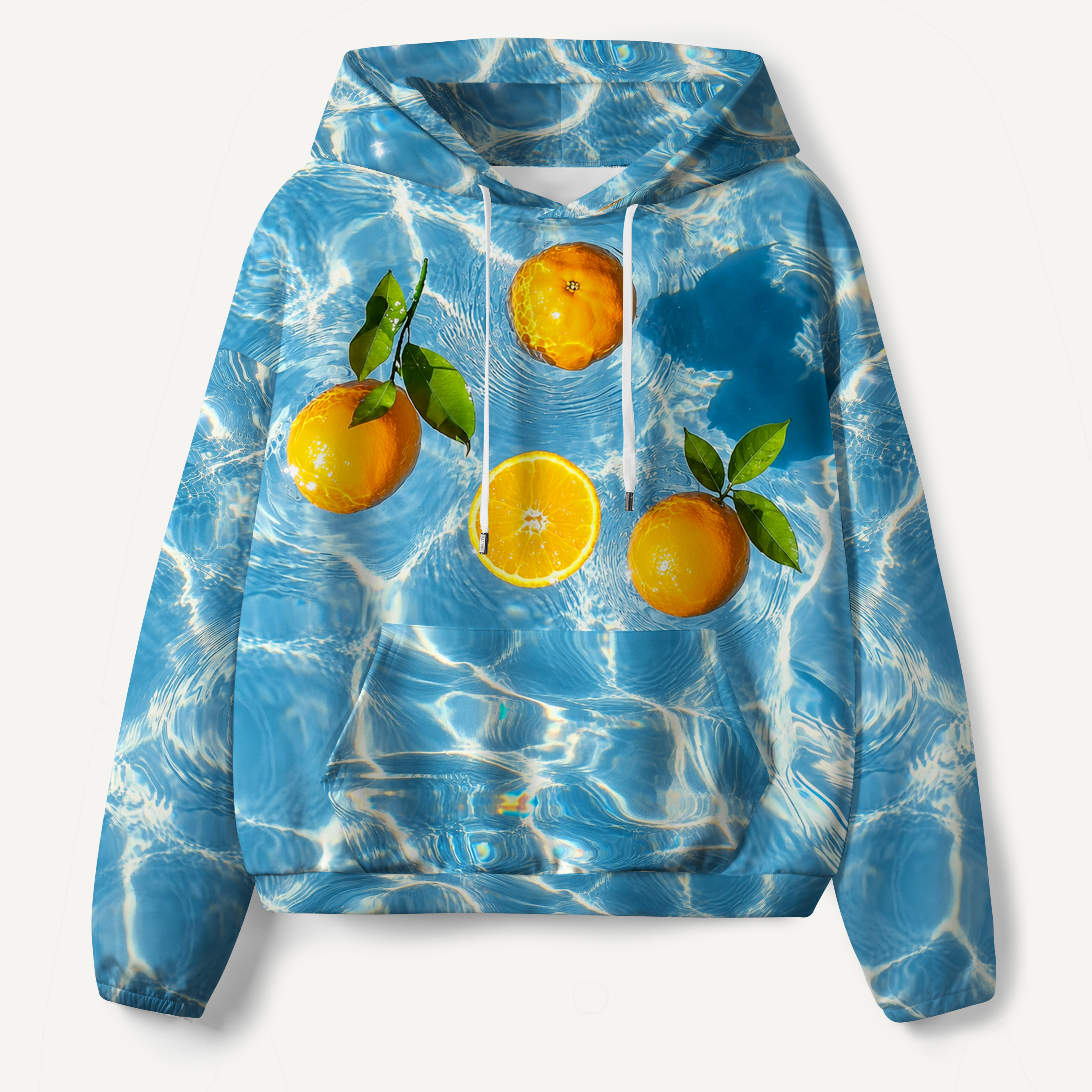Oranges Floating In Blue Water All-over Printed Hoodie