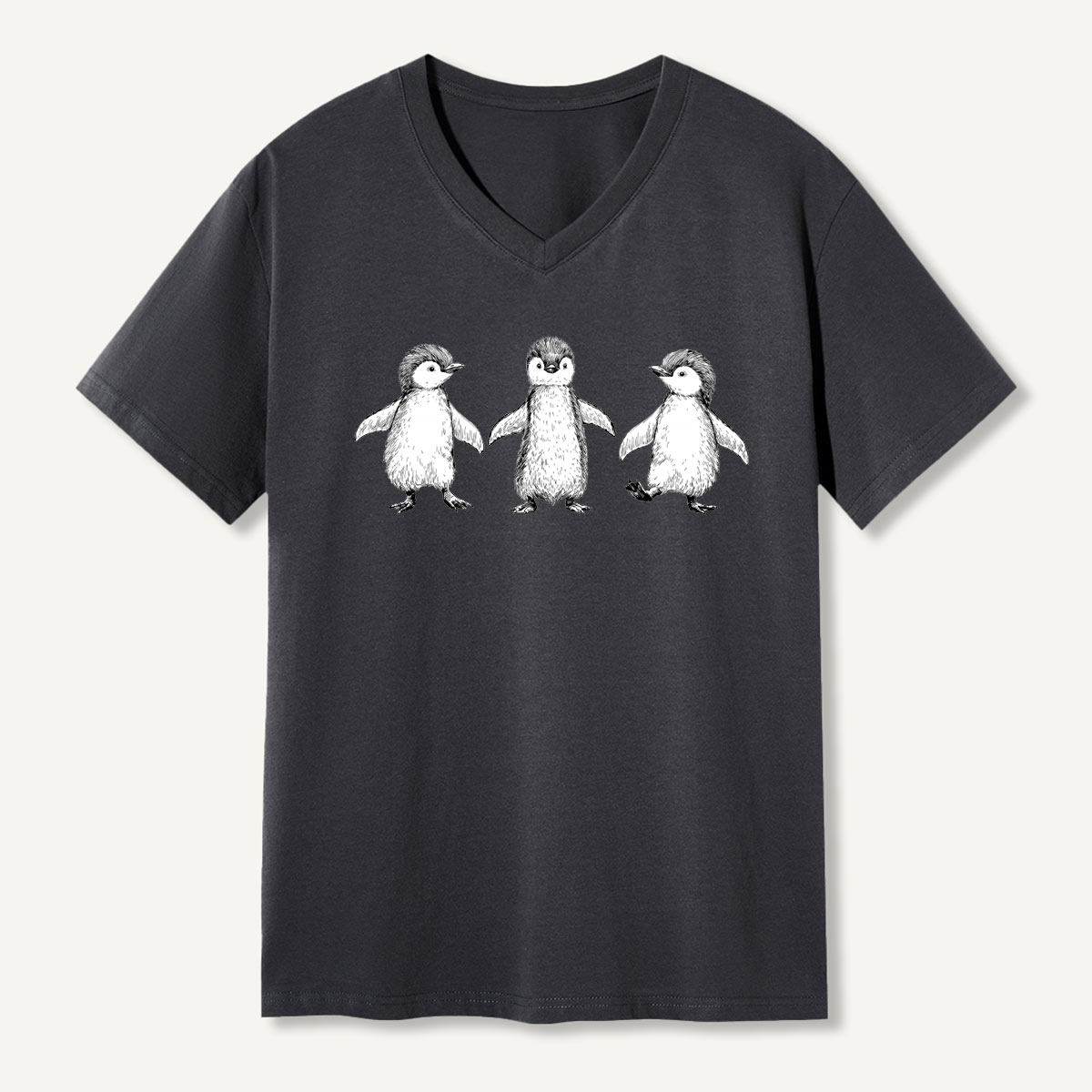 Three Penguins Walking Together V-neck T-Shirt
