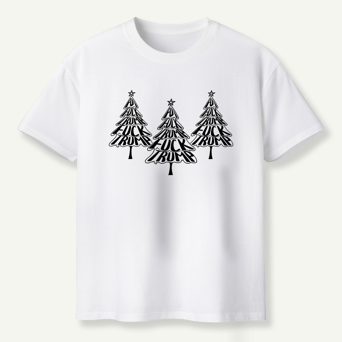 Fuck Trump Christmas Tree Typography T-Shirt