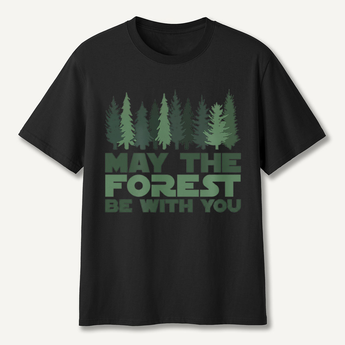 May the Forest Be With You Pink Evergreen T-Shirt