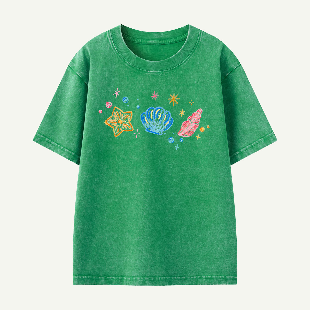 Sparkling Sea Treasures Navy Kids Washed T-Shirt