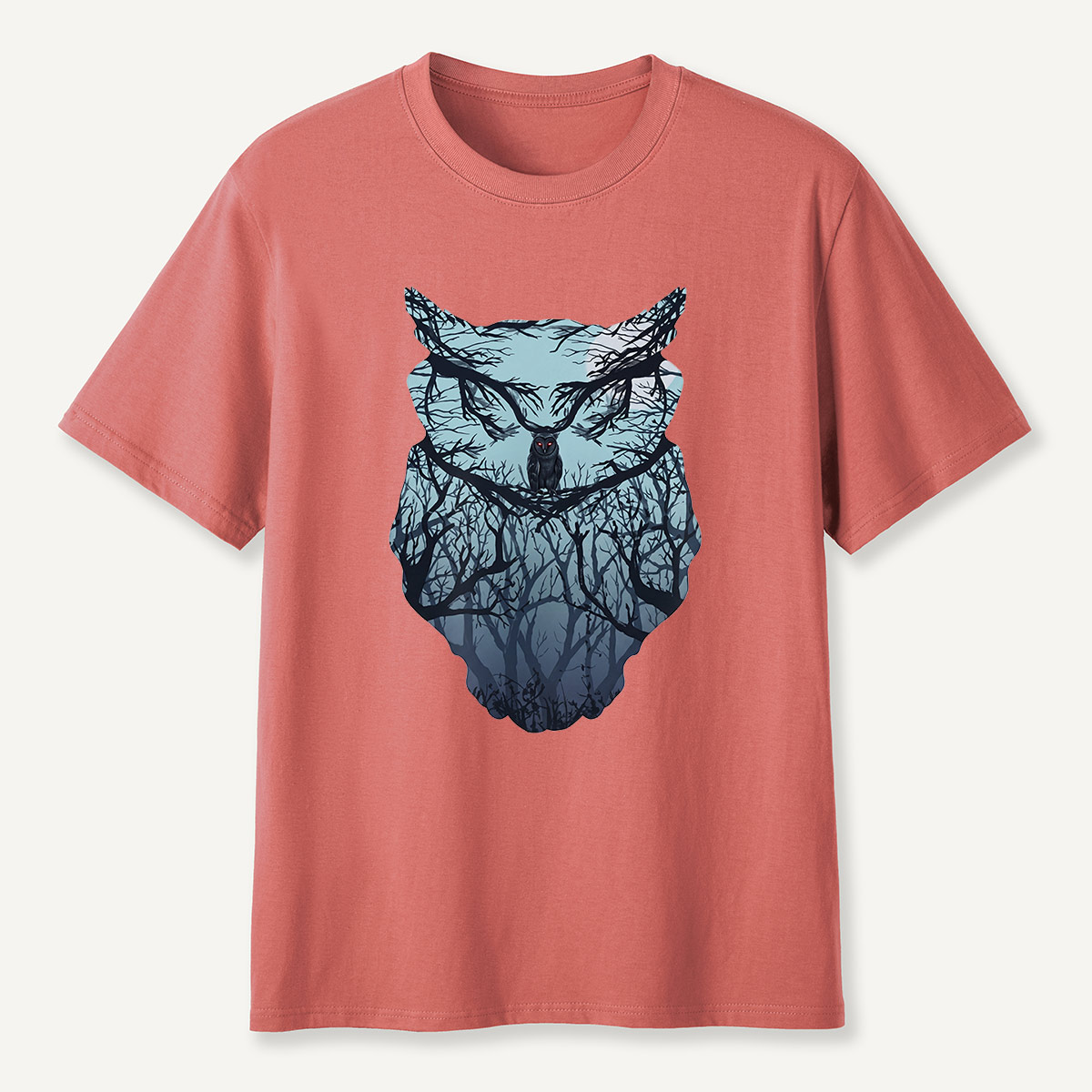 Midnight Forest Owl Double Exposure T-Shirt