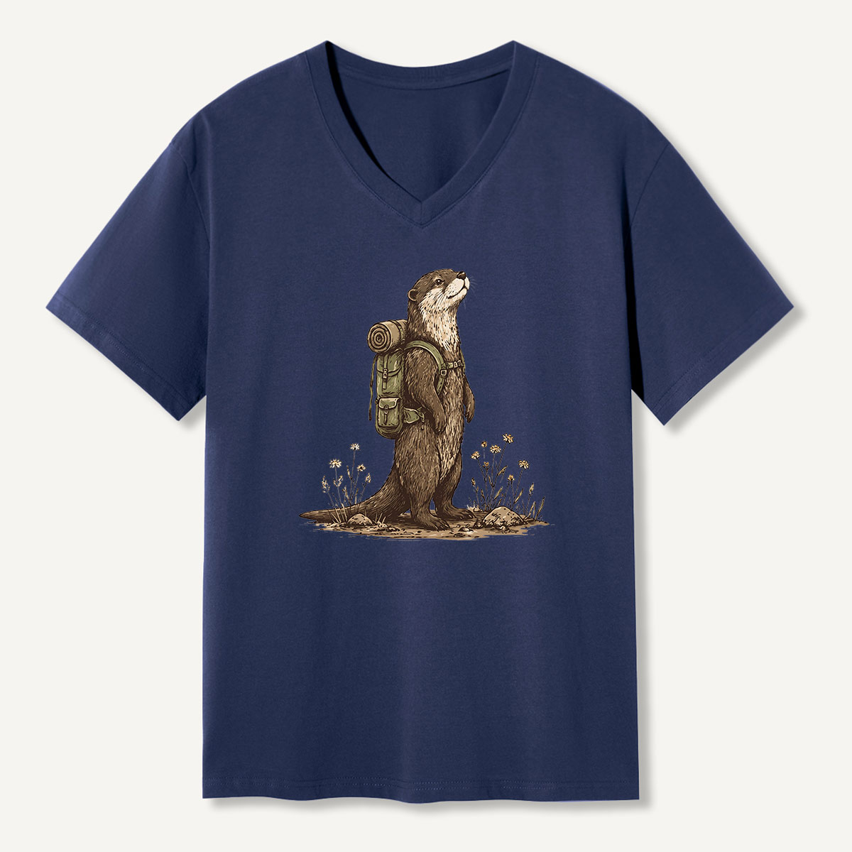 Woodland Owl Vintage Sketch V-neck T-Shirt
