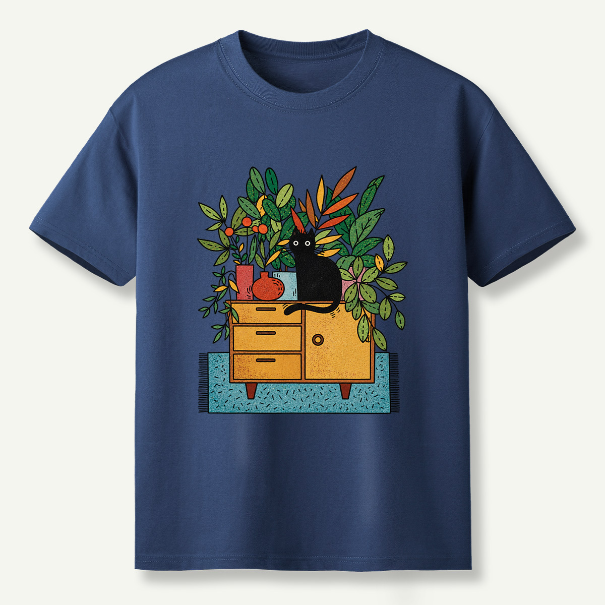 Black Cat Houseplant Cabinet Indoor Jungle T-Shirt