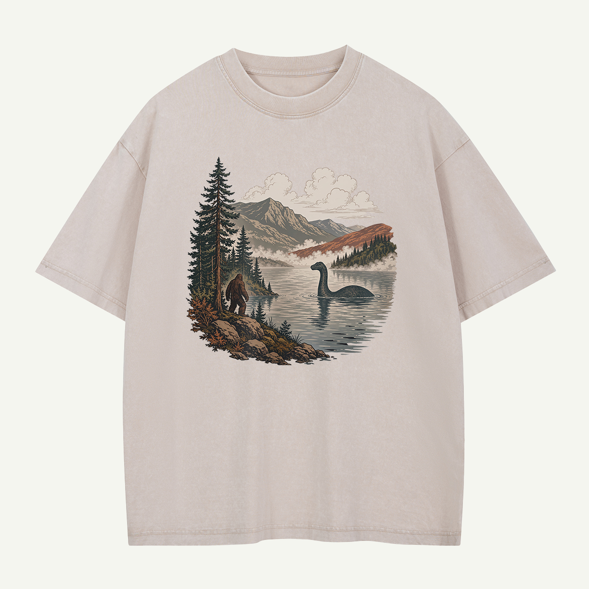Bigfoot And Lake Monster Washed T-Shirt