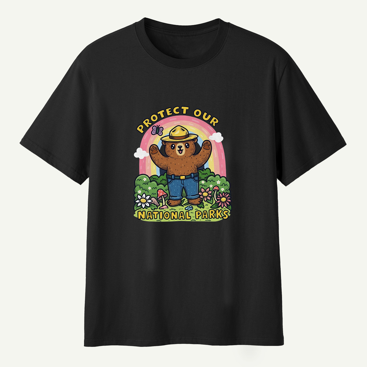 Protect Our National Parks Ranger Bear Garden Scene T-Shirt