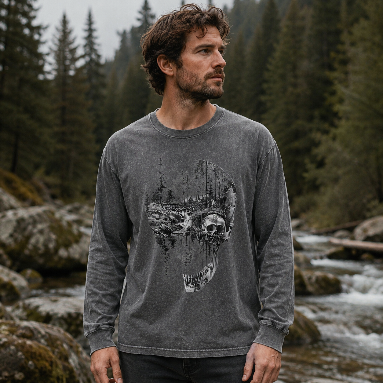 A Forest Hidden in the Skull Washed Long Sleeves