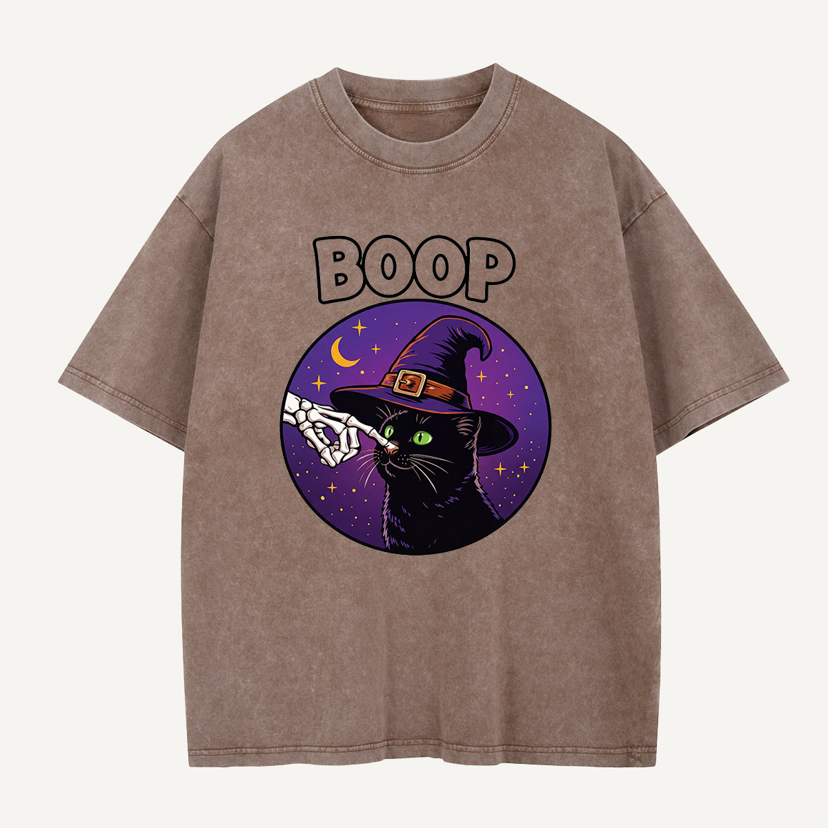 Witch Cat Gets the Boop Washed T-Shirt