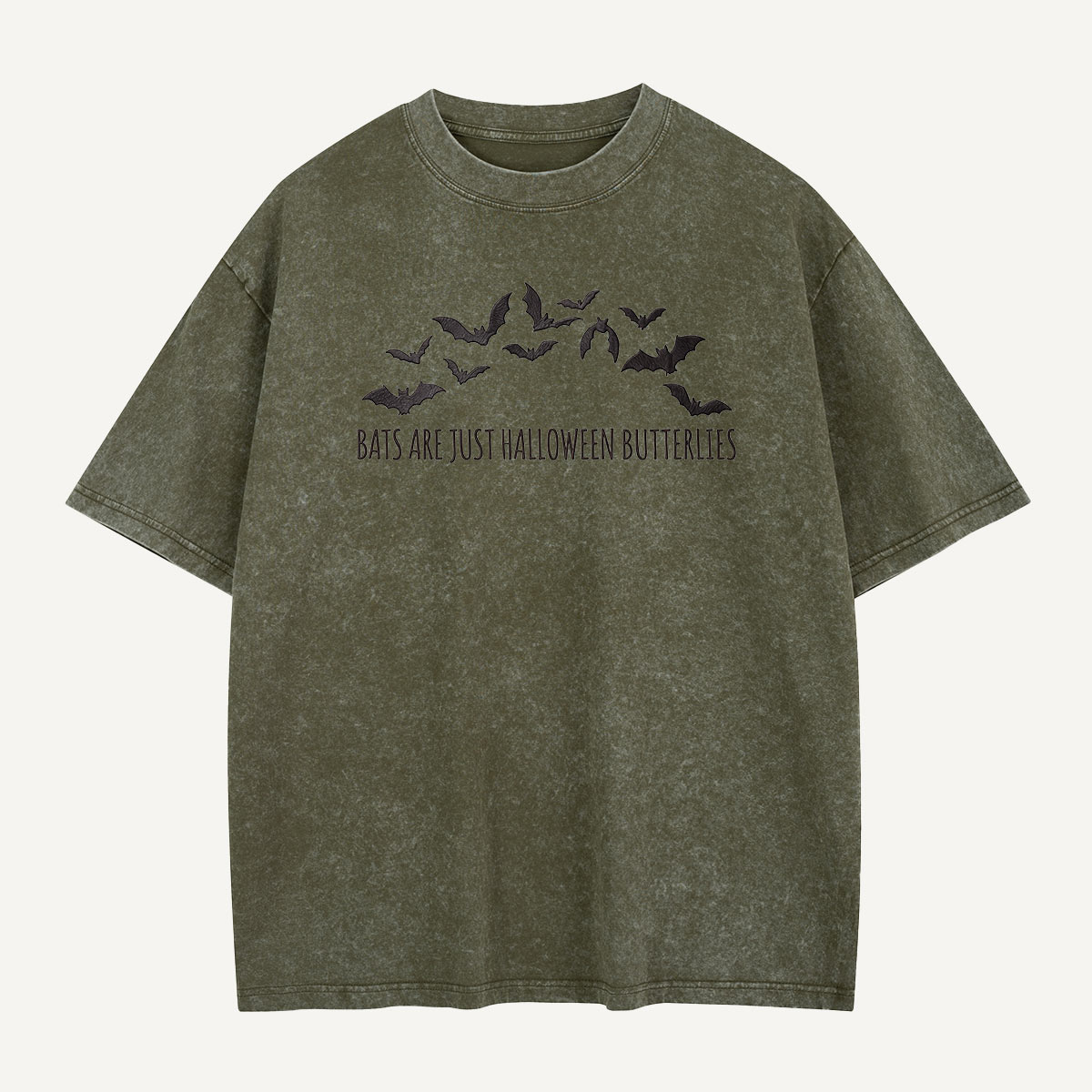 Halloween Butterflies Club Embroidered Washed T-Shirt