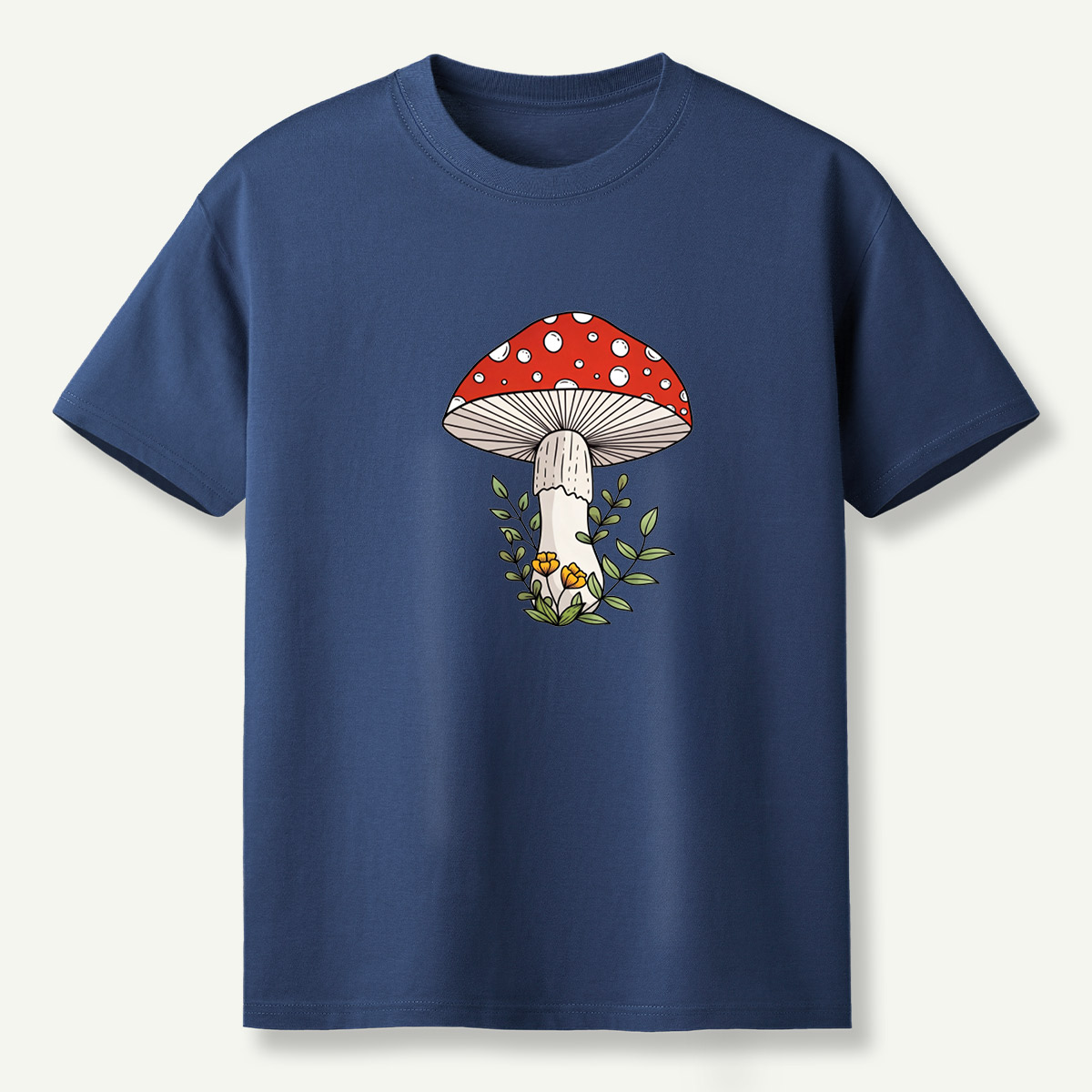 Red Amanita Mushroom Wildflower Botanical Illustration T-Shirt