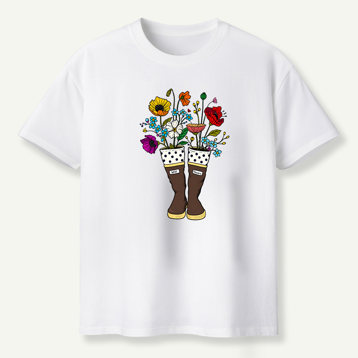 Wild Flowers Garden Boots Colorful Wildflower Bouquet T-Shirt
