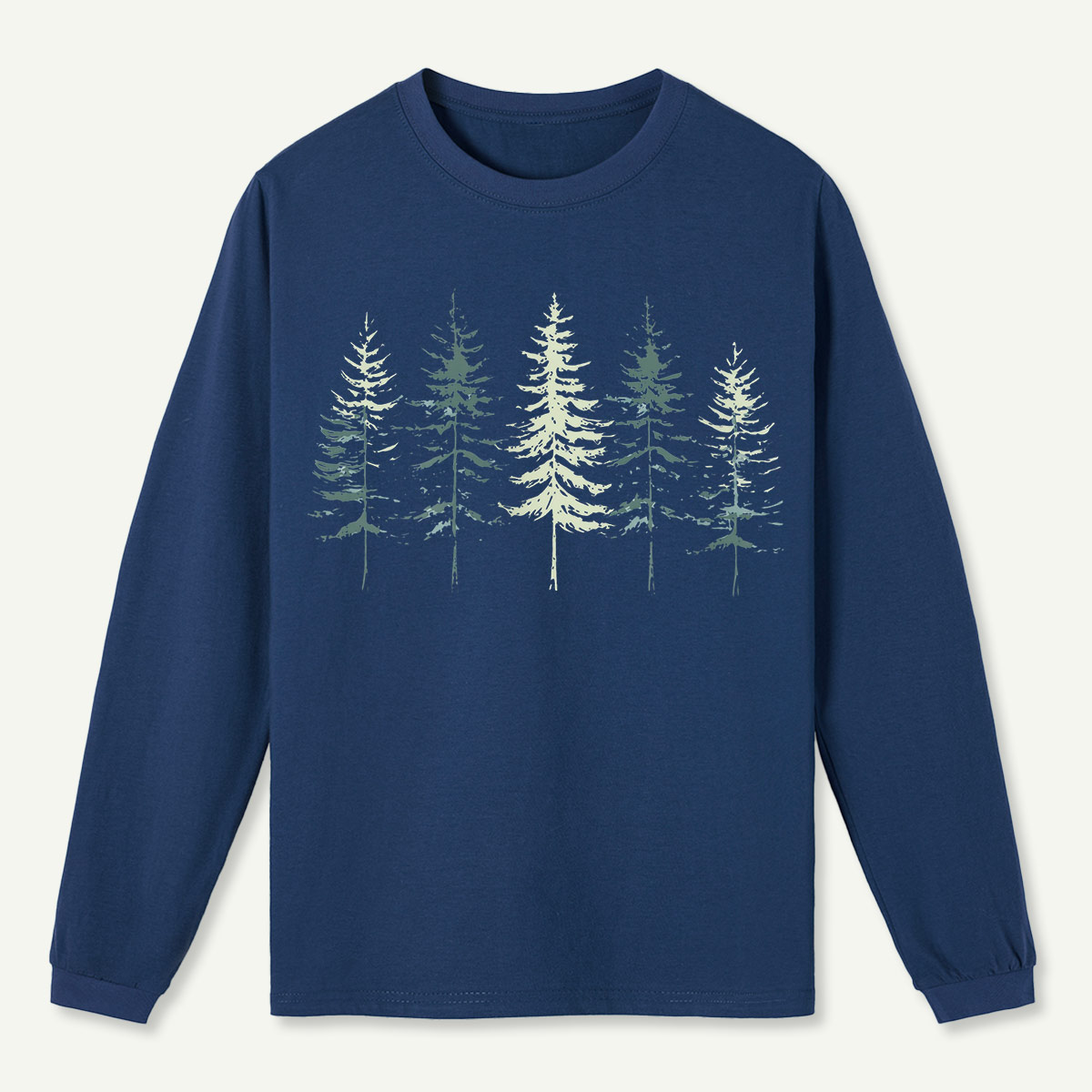 Minimal Pine Forest Silhouette  Long Sleeve T-Shirt