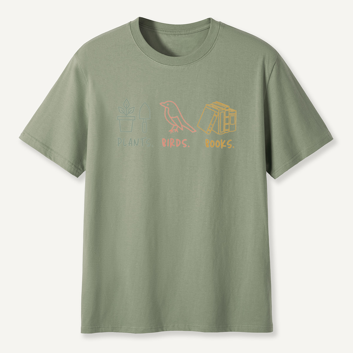 MDCTBYWY26071707Plants, Birds,Books T-Shirt