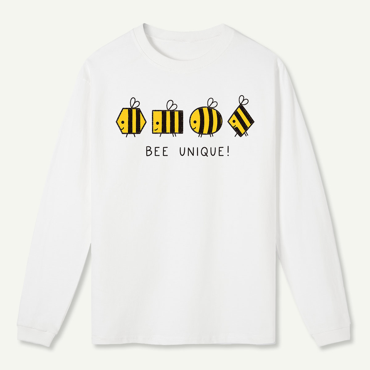 Bee Unique Geometric Bees Long Sleeve T-Shirt