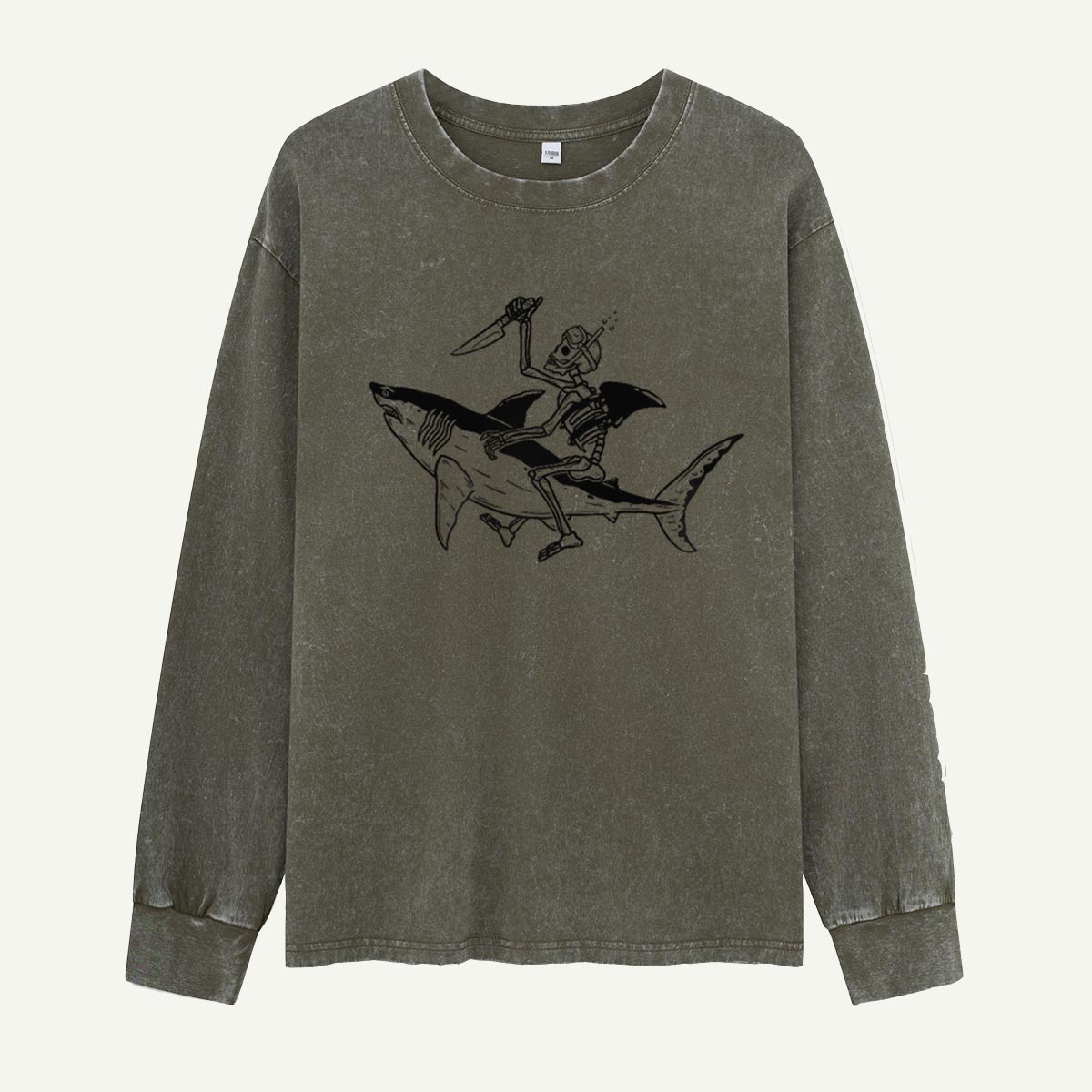 Bone Rider of the Deep Washed Long‑sleeve