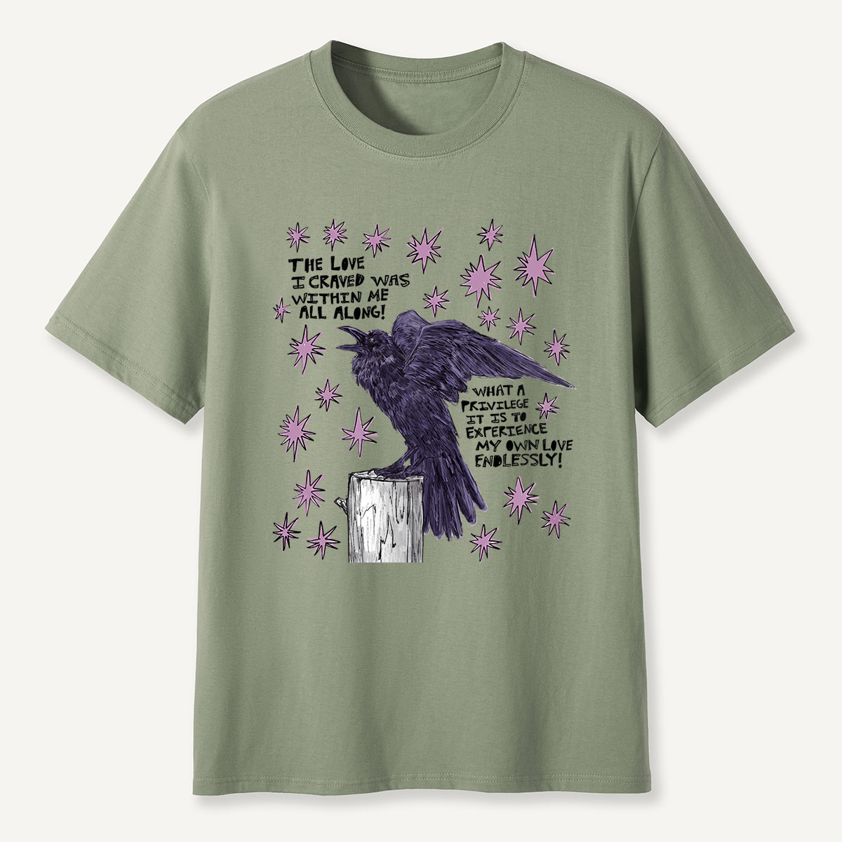 Cosmic Crow Self‑Love Quote T-Shirt