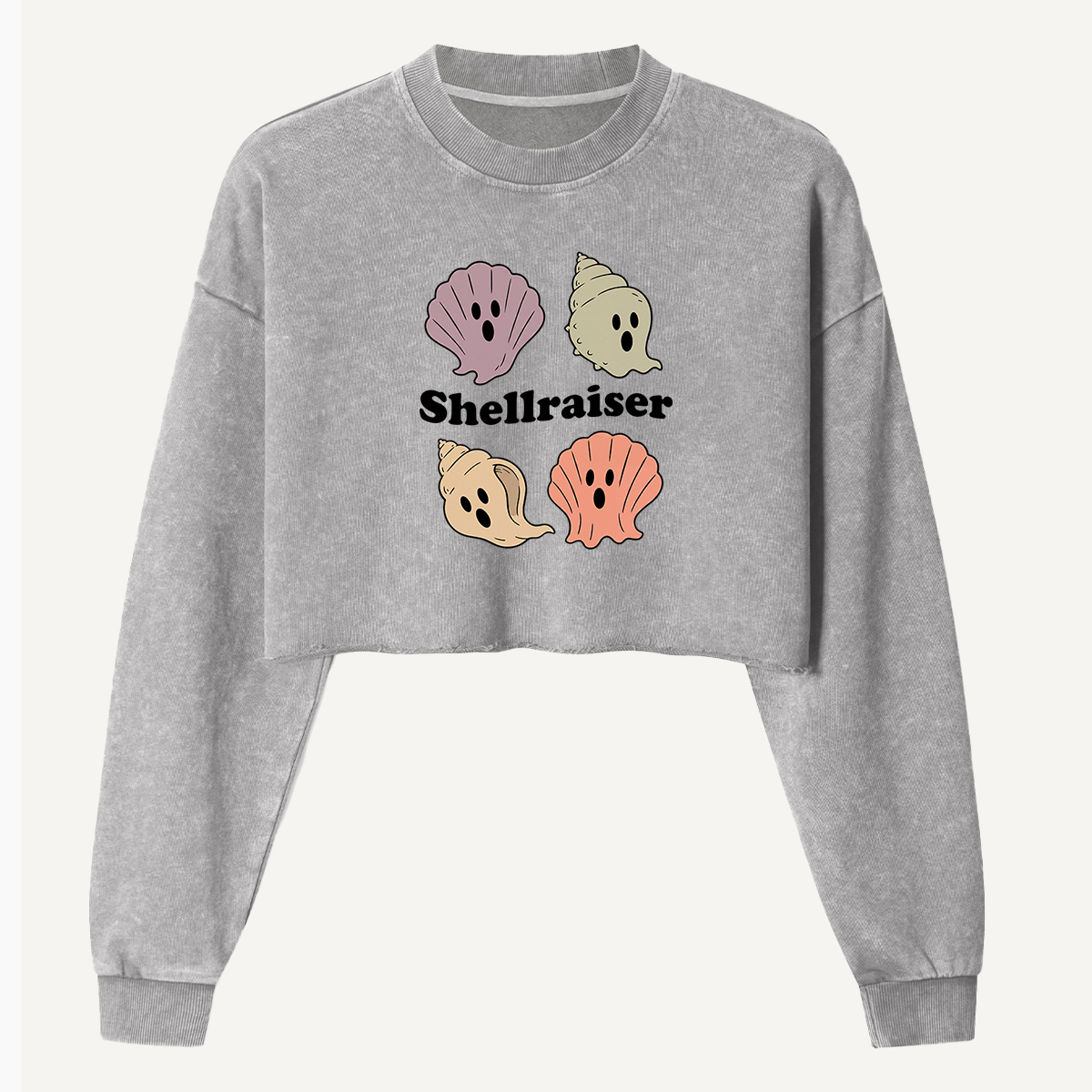 Shellraiser Cute Seashells Women's Washed Cropped Sweatshirt