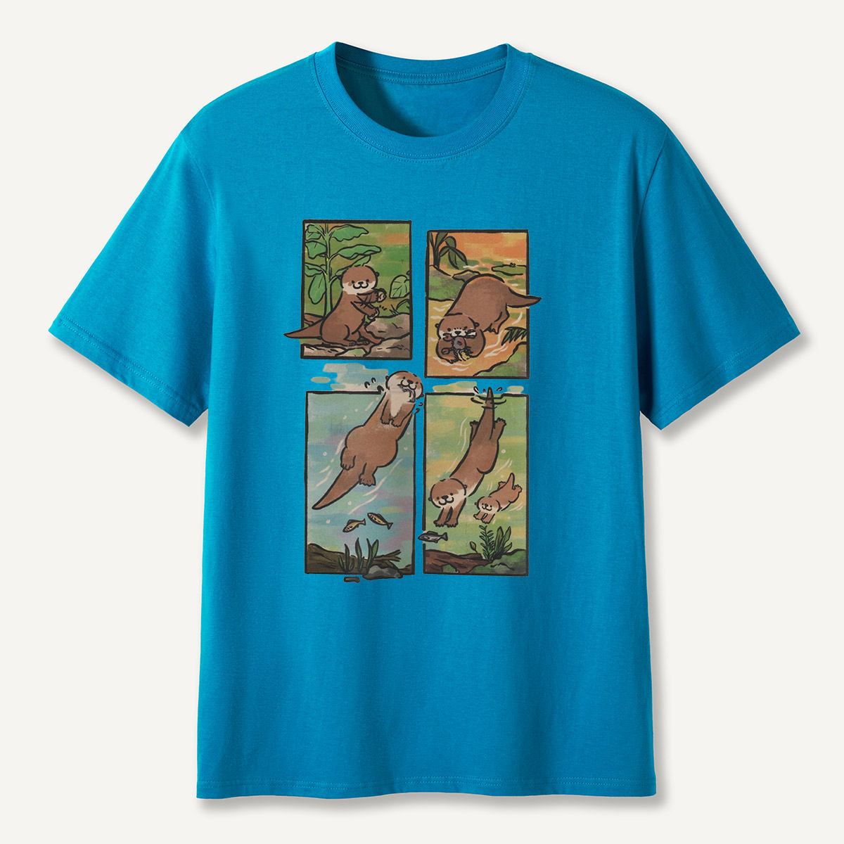 Otter Adventures Four Panel Comic T-Shirt