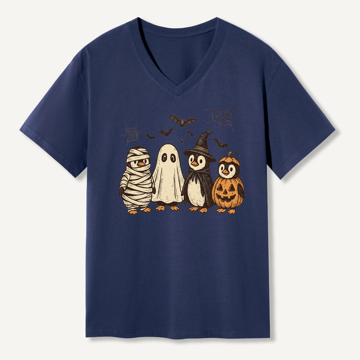 Halloween Penguin Costume Parade V-neck T-Shirt