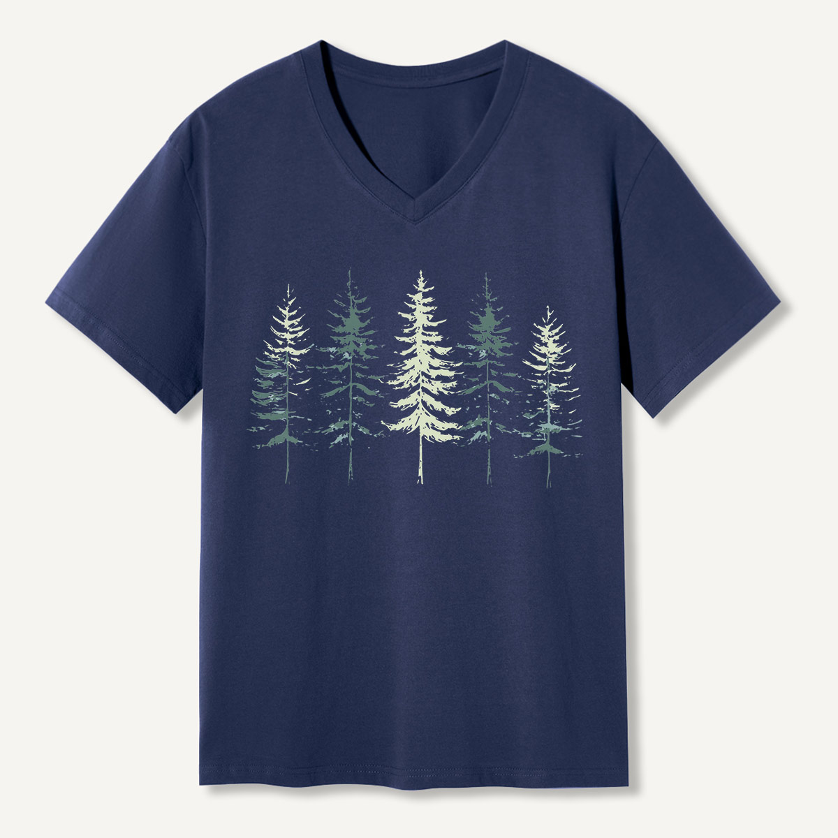 Minimal Pine Forest Silhouette V-neck T-Shirt
