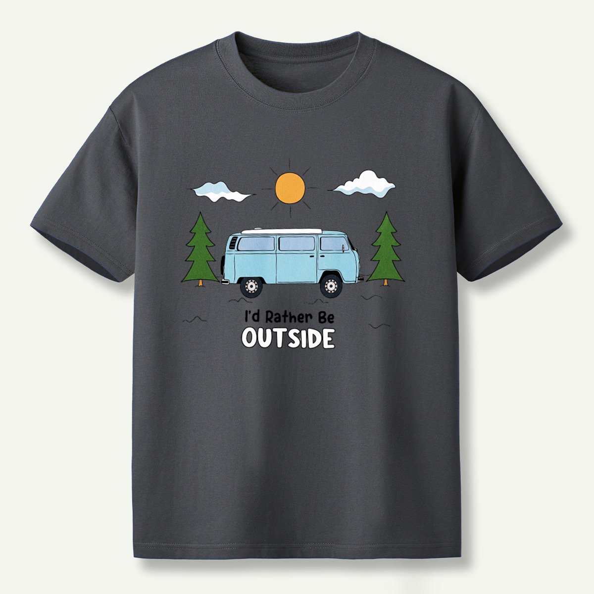 Id Rather Be Outside Camper Van Forest Sunset T-Shirt