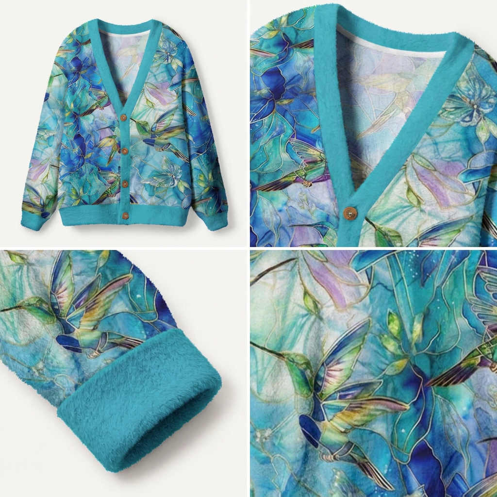 Hummingbird Garden Premium Ugly Cardigan Sweaters