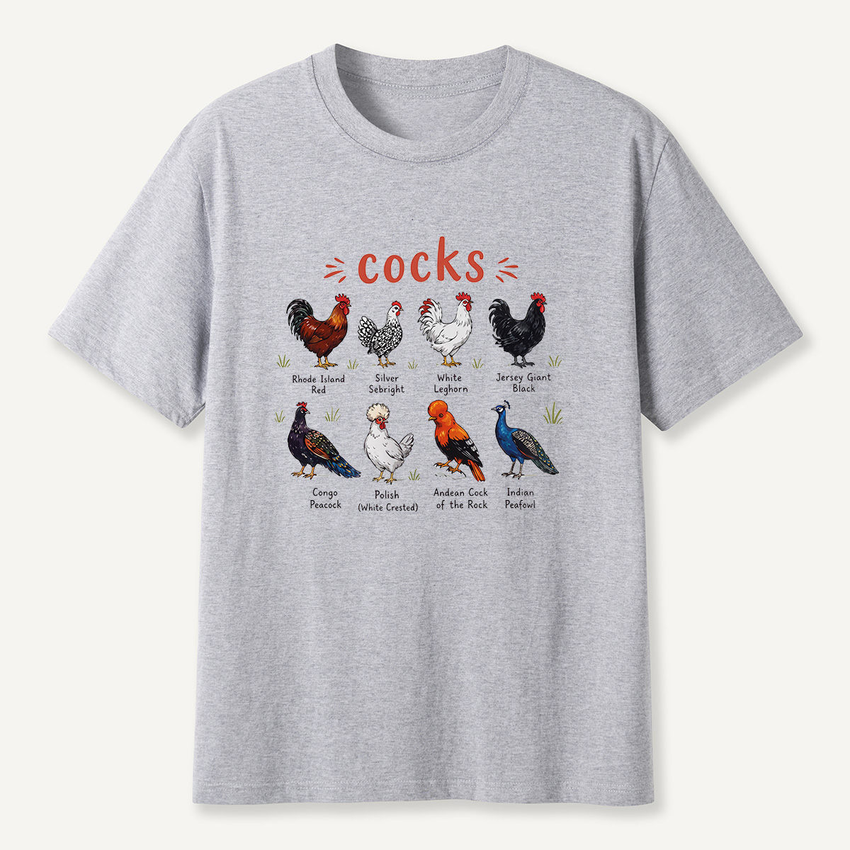 MDCTBYWY26072004 Cocks of the World Illustrated T-Shirt