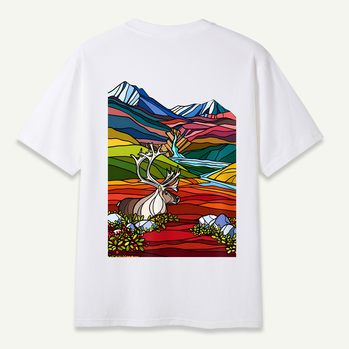 Caribou Tundra Mountain Valley Wilderness Landscape T-Shirt