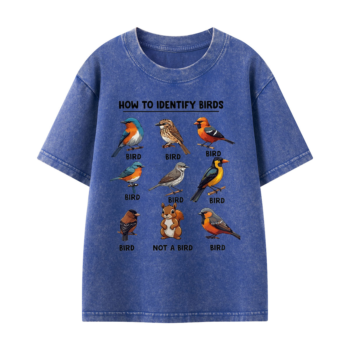 Funny Bird How to Identify Birds Kids Washed T-Shirt