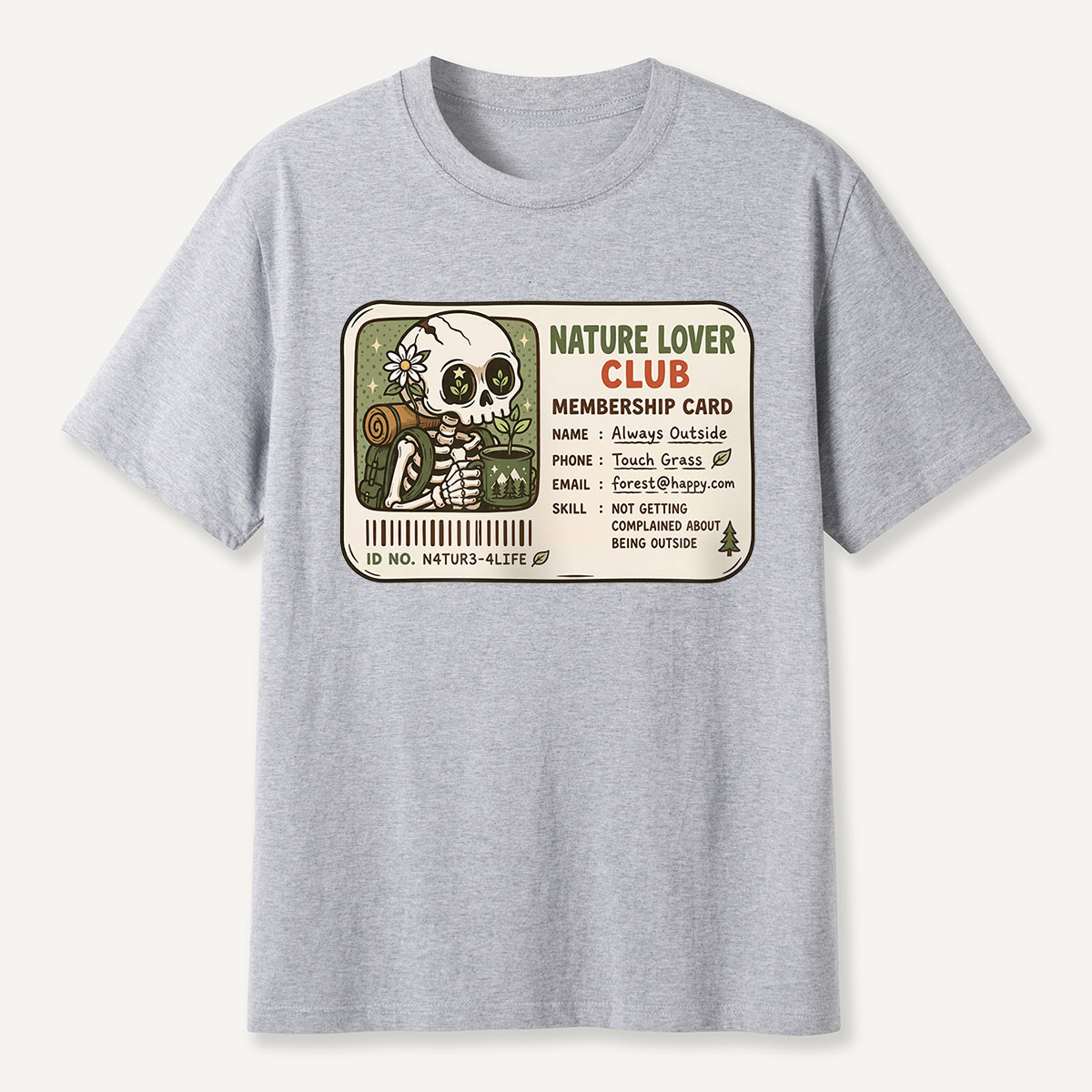 Nature Lover Club Skeleton Membership Card T-Shirt