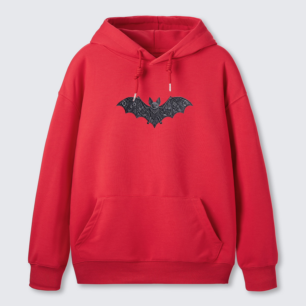 Simple Bat Icon Embroidered Cotton Hoodie