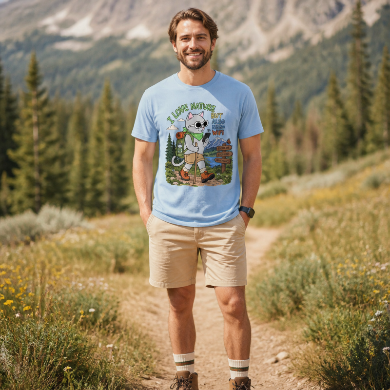 I Love Nature but Also Need WiFi Cat Hiking T-Shirt
