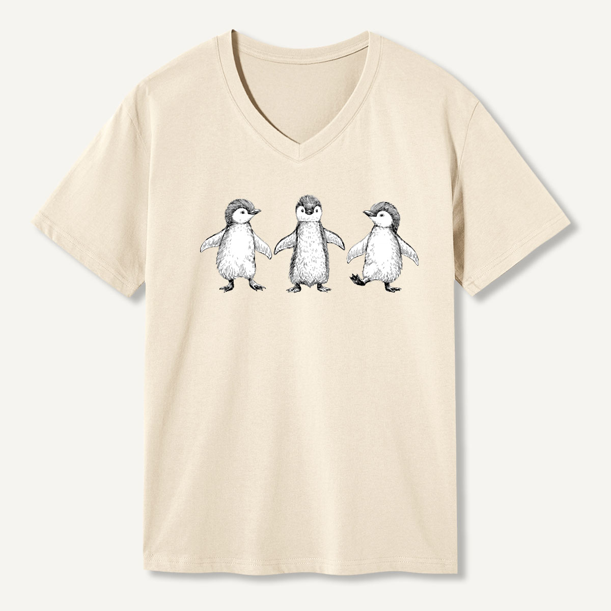 Three Penguins Walking Together V-neck T-Shirt