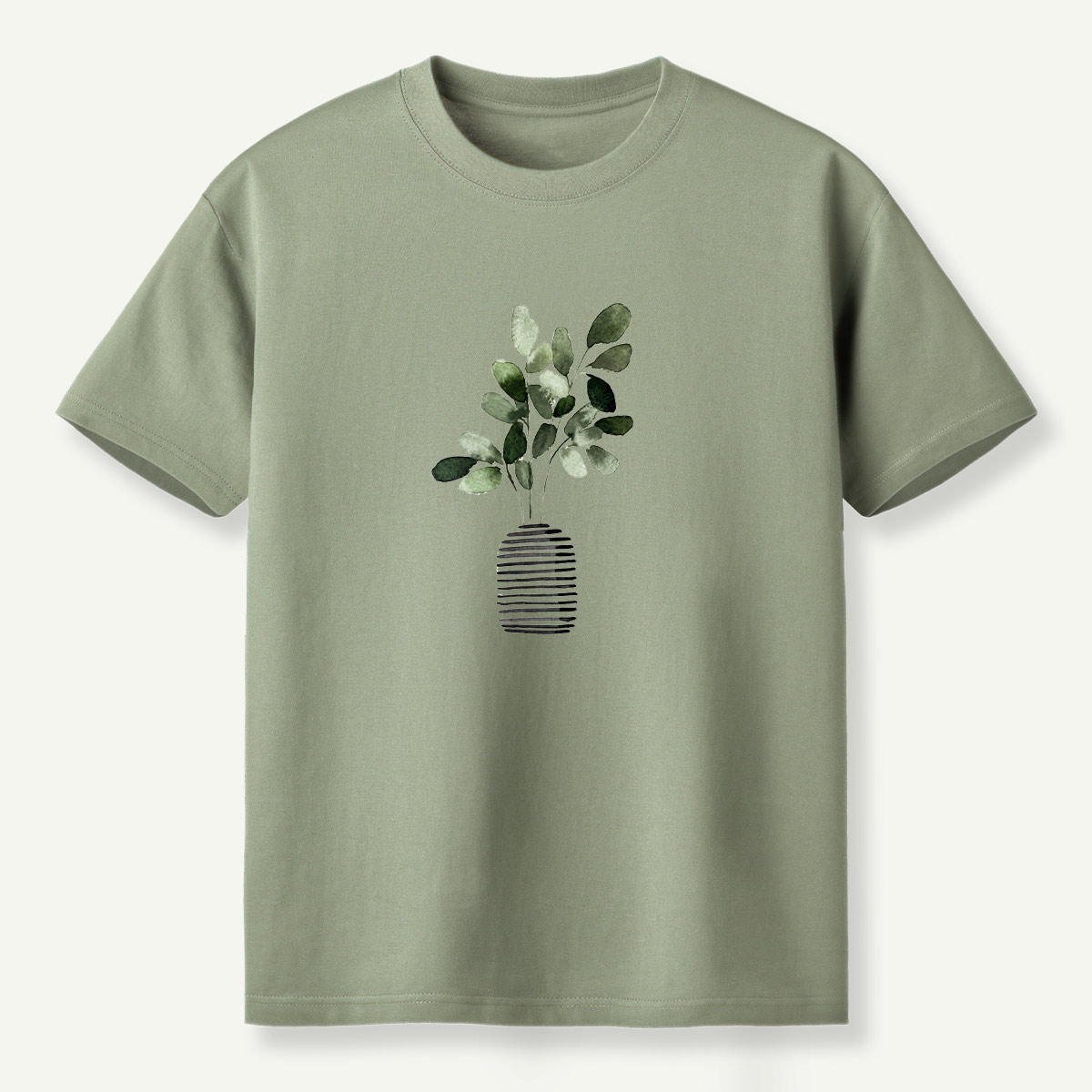 Botanical Leaves In Striped Vase T-Shirt