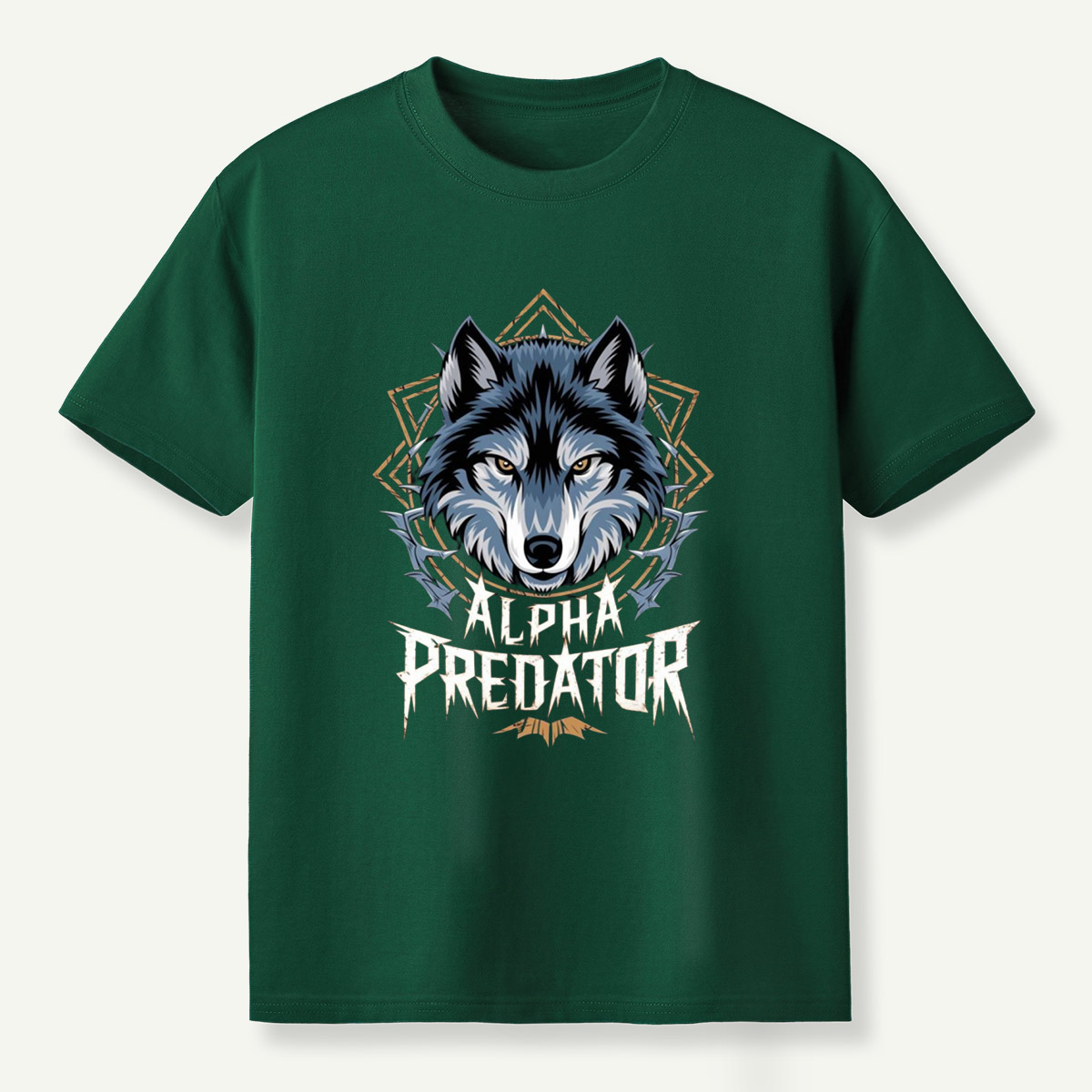 Alpha Predator Wolf Head Geometric Wildlife Emblem T-Shirt