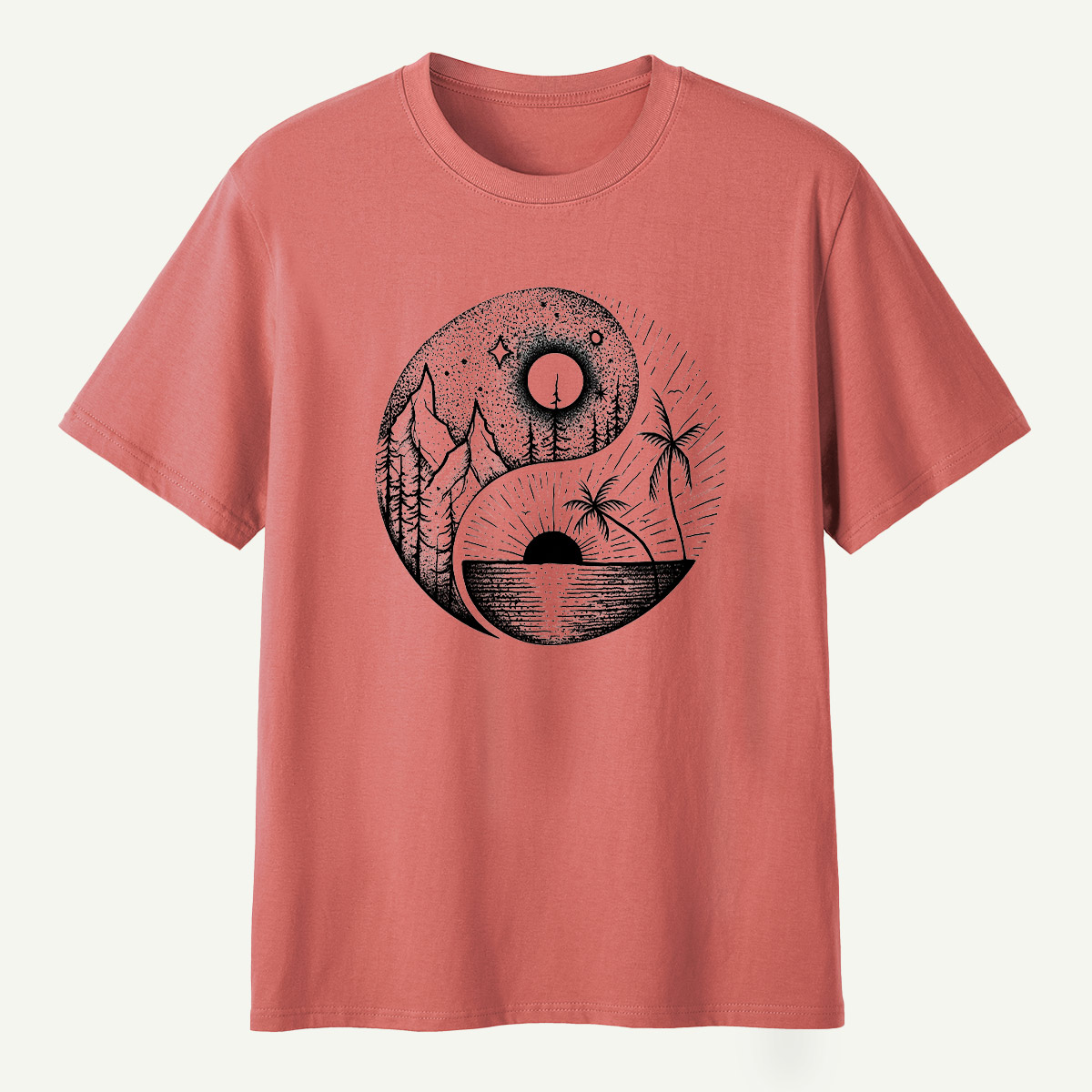 Yin Yang Sun Moon Forest Balance T-Shirt