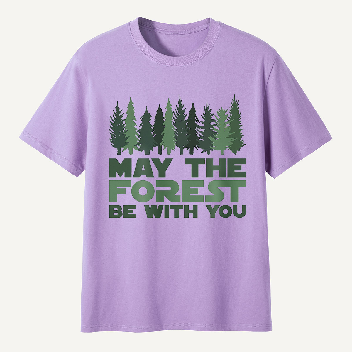 May the Forest Be With You Pink Evergreen T-Shirt