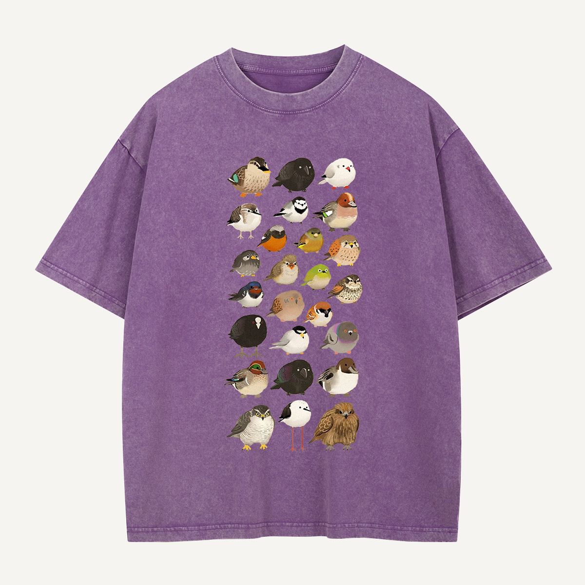 Bird Species Illustration Washed T-Shirt