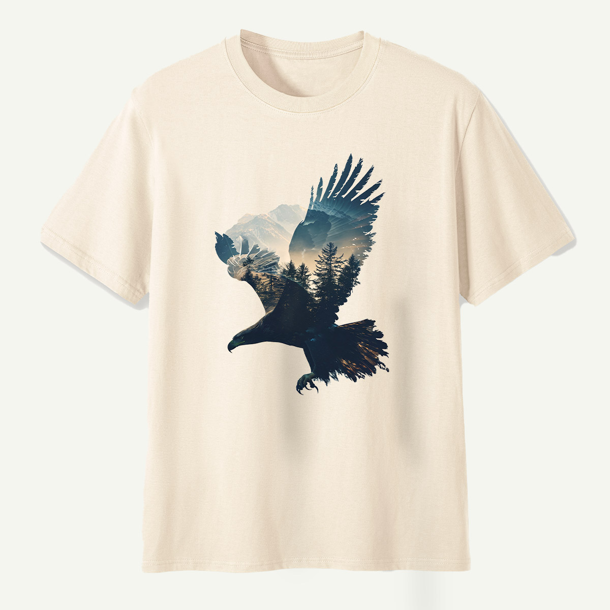 Bald Eagle Mountain Forest Double Exposure T-Shirt