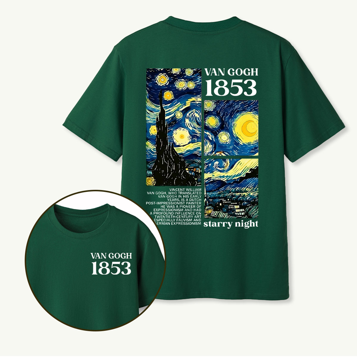 Van Gogh 1853 Starry Night Panel T-Shirt