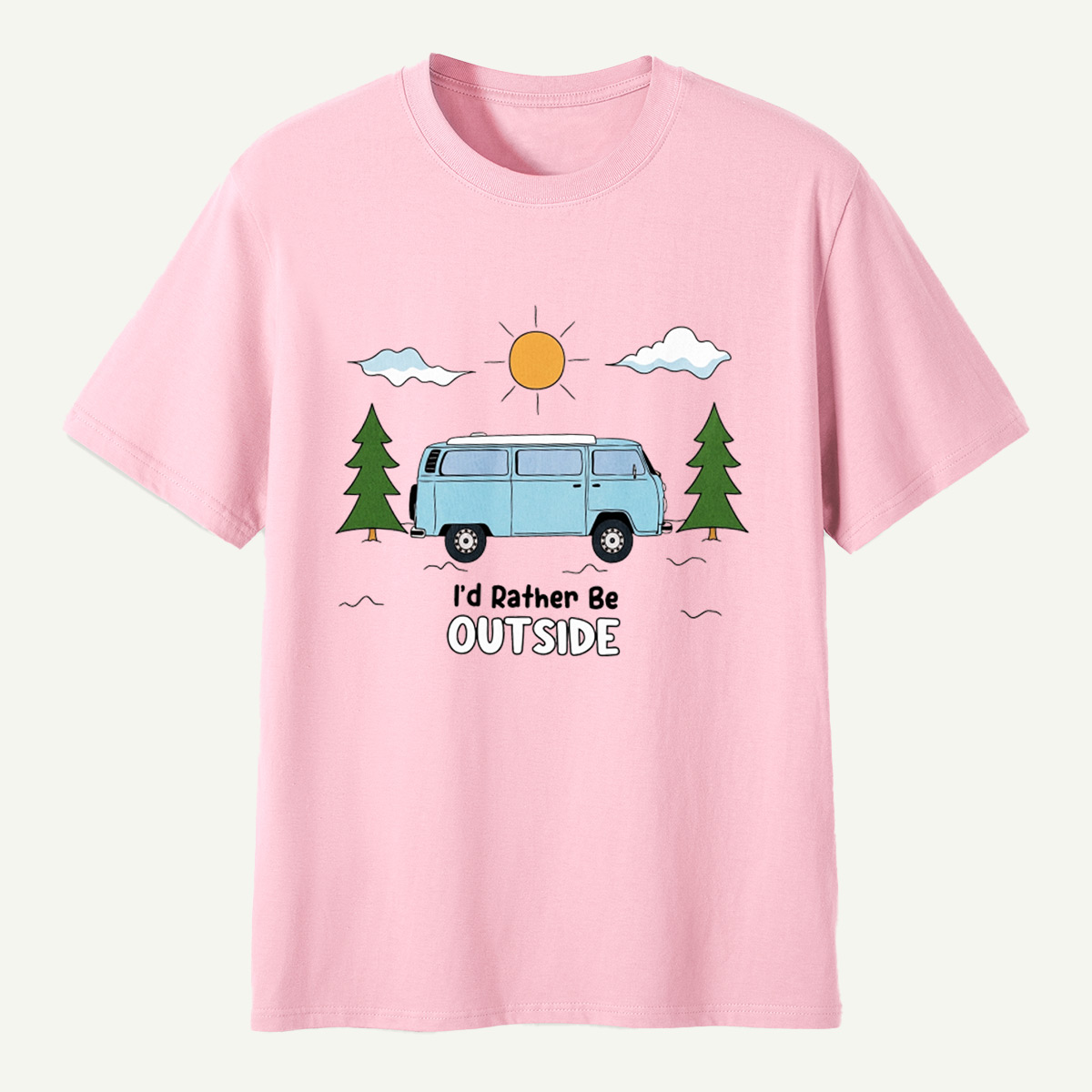 Id Rather Be Outside Camper Van Forest Sunset T-Shirt