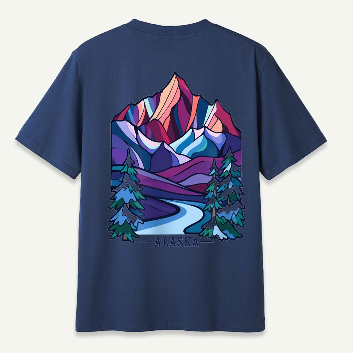 Alaska Abstract Mountain Winter Landscape T-Shirt