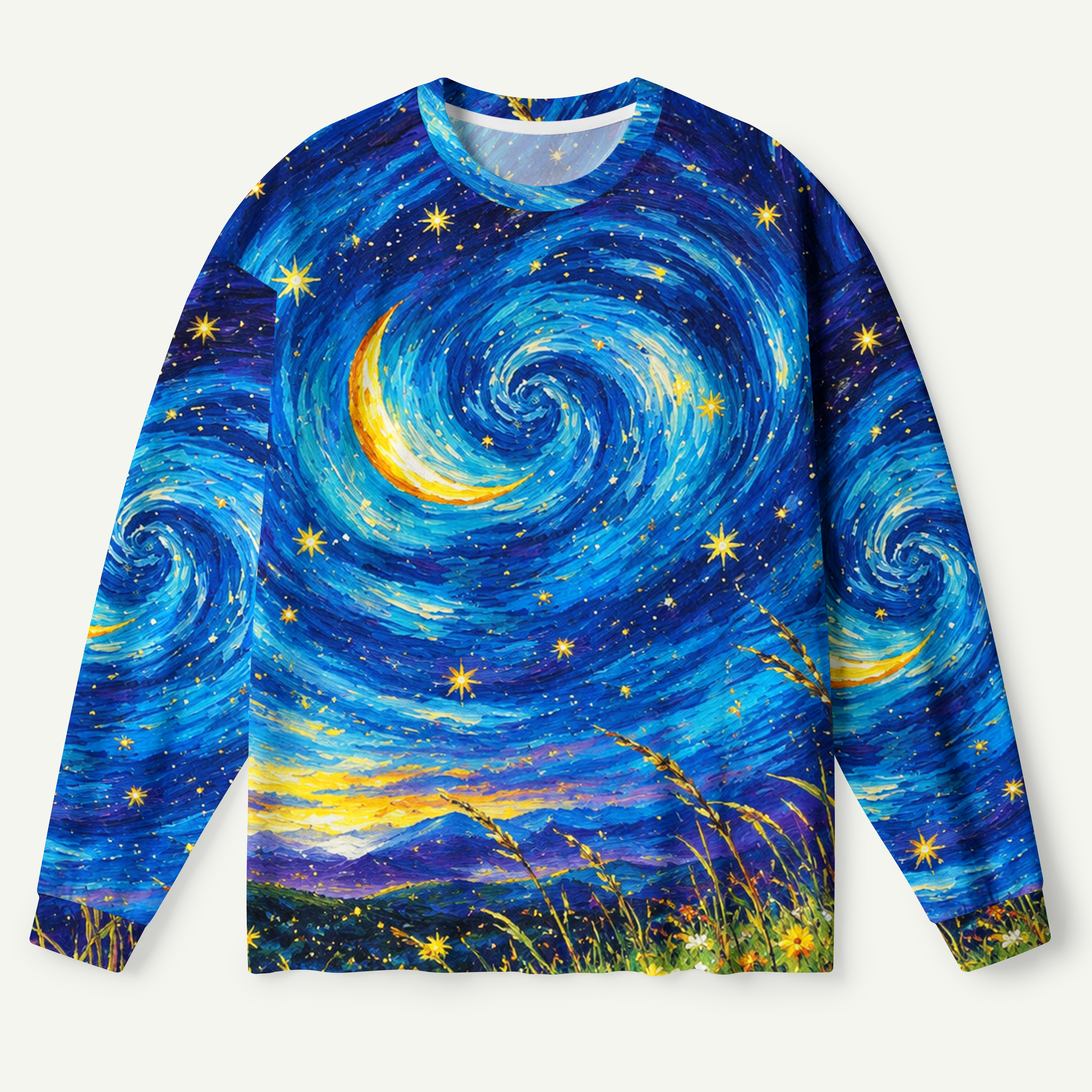 Starlit Spiral Meadow Premium Pure Cotton Long Sleeves