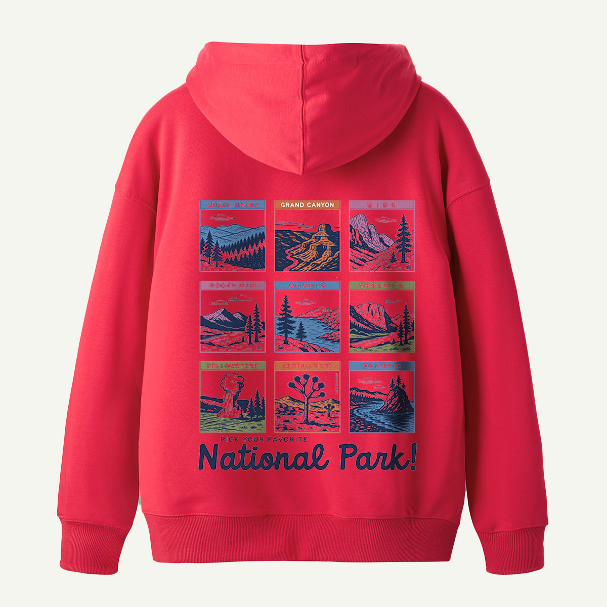 National Park Scenic Poster Collection Back Printed Hoodie