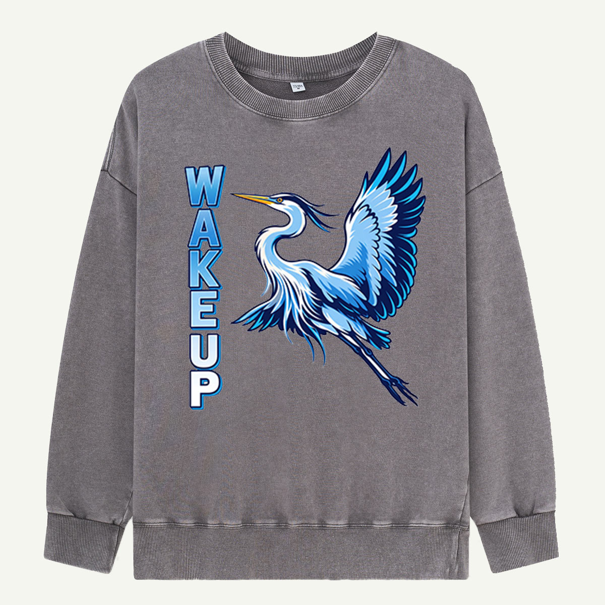 Wake Up Blue Heron Graphic Washed Sweatshirts
