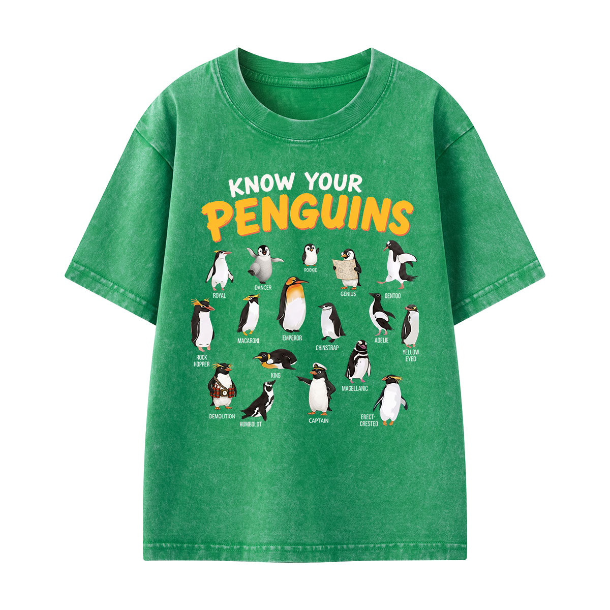 Know Your Penguins Penguin Species Kids Washed T-Shirt