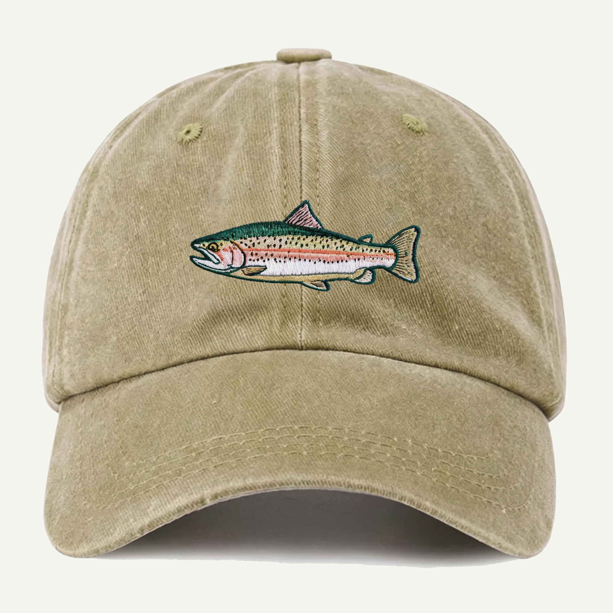 Rainbow Trout Washed Embroidered Hat