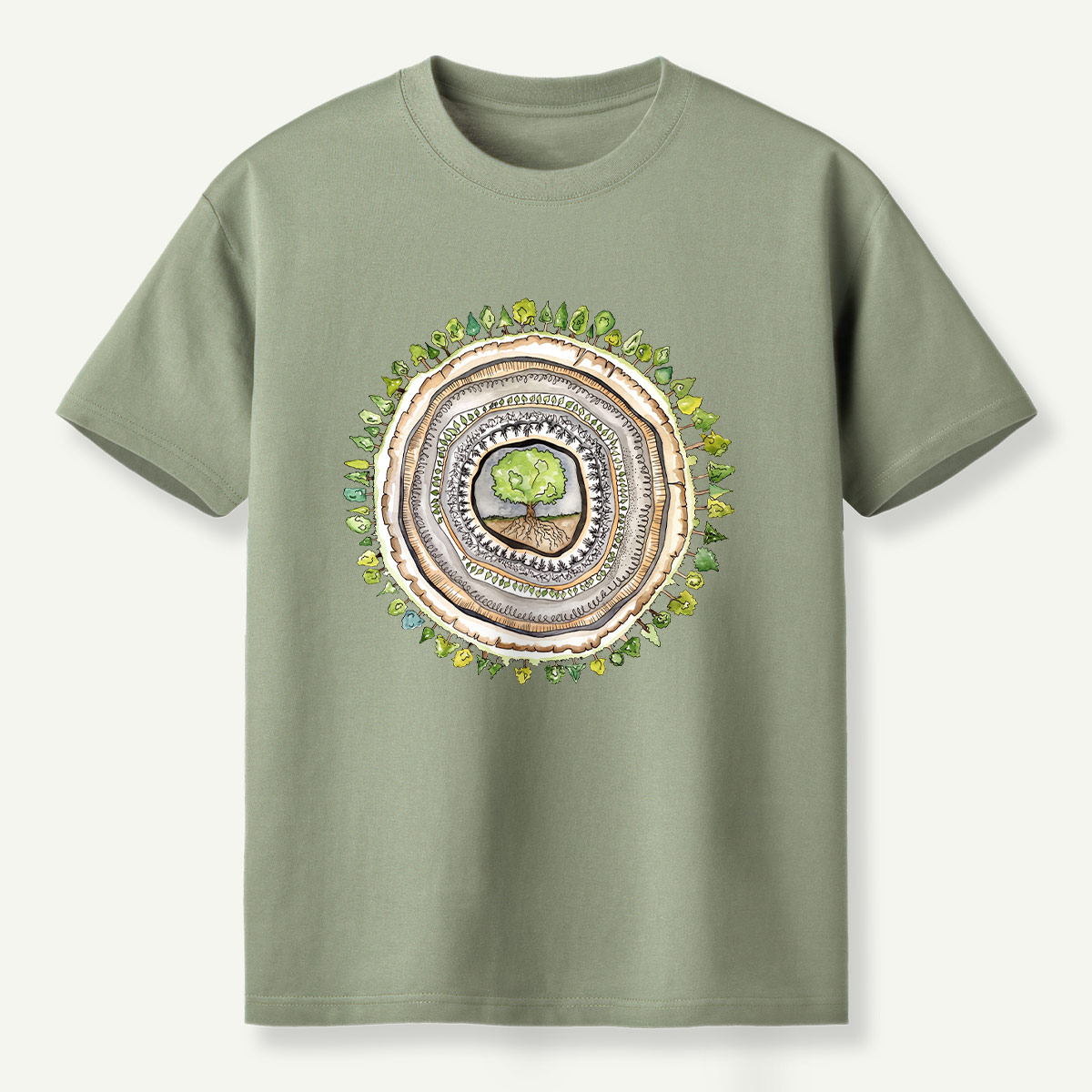 Tree Rings Nature Mandala T-Shirt