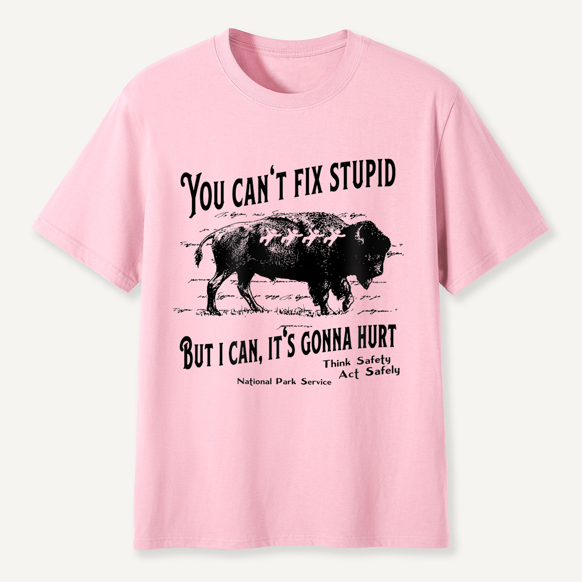 You Can’t Fix Stupid Bison Safety Warning T-Shirt