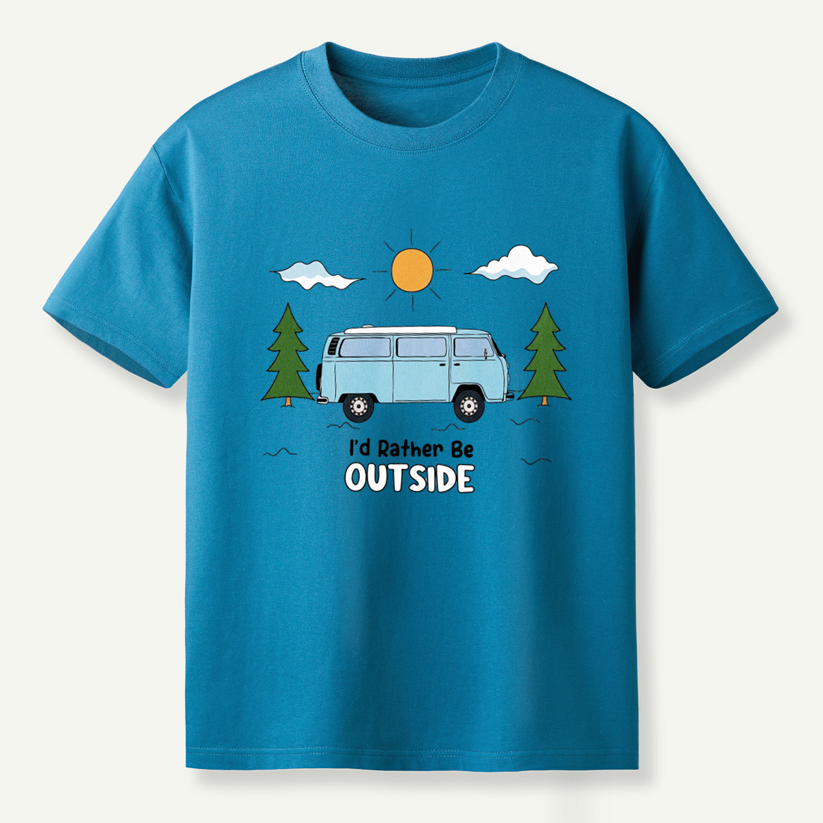 Id Rather Be Outside Camper Van Forest Sunset T-Shirt